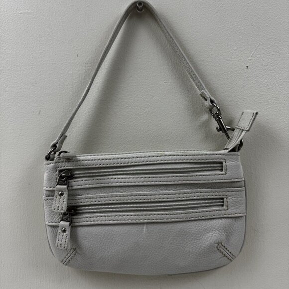 Fossil Pebbled Leather Small Hobo Wristlet Purse Off White - Picture 2 of 14